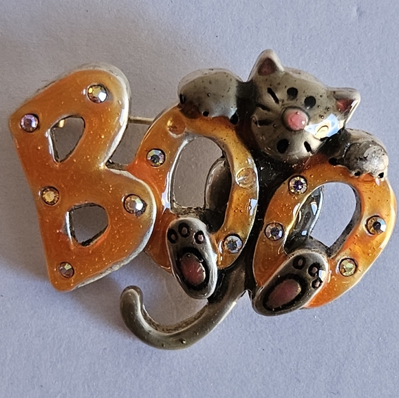Vintage AJMC Halloween Cat Enamel Pin - Picture 3 of 9